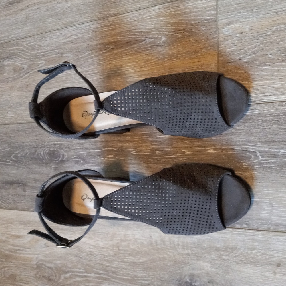 Qupid Grey Open Toe  Shoes
